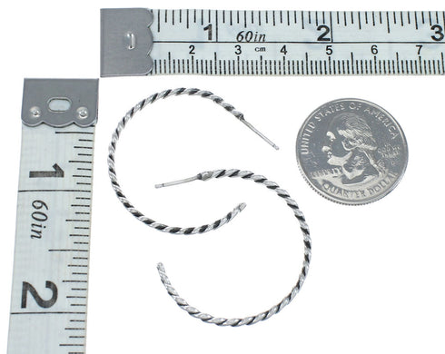 Native American Twisted Sterling Silver Post Hoop Earrings JX128920